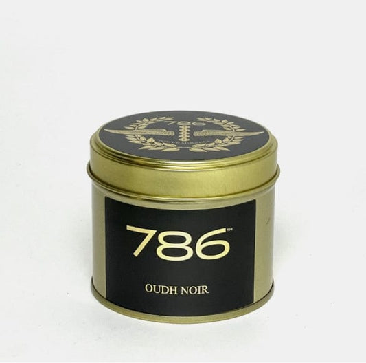 Oudh Noir candle in a tin